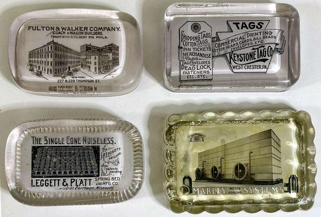 [U.S. Manufacturing Companies] Paperweights (4): [U.S. Manufacturing Companies] Antique Advertising Glass Paperweights (4). Mixed condition. Provenance: Private collection Washington state, with the majority having been purchased from the better pap