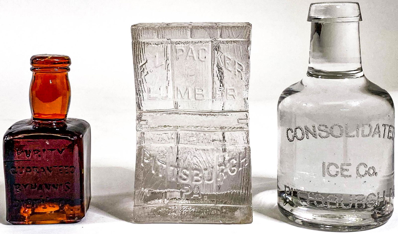 (3) Solid Glass Figural Advertising Paperweights (1 of 7)