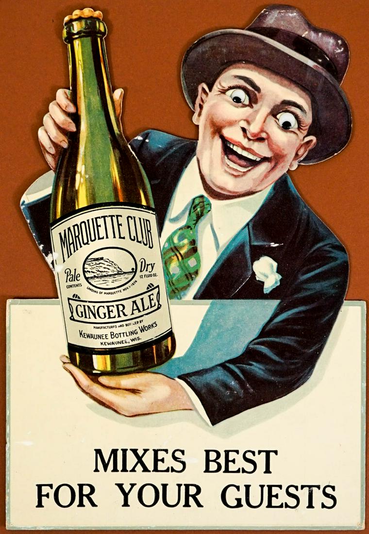 Marquette Club Ginger Ale Die Cut Sign (1 of 4)