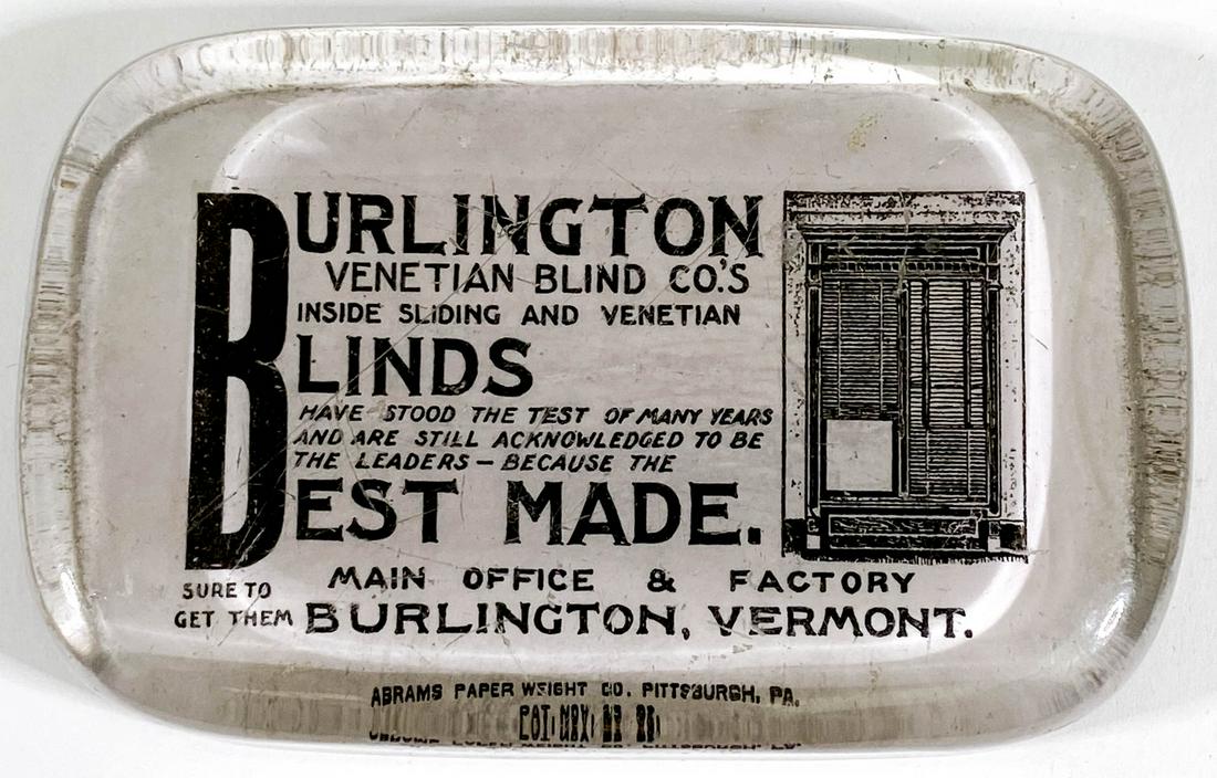 Burlington (Vermont) Blinds Antique Paperweight (1 of 7)