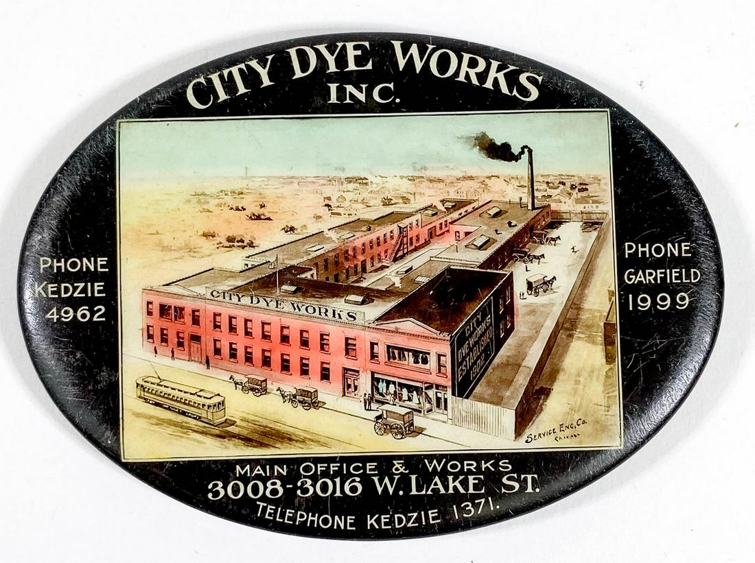 City Dye Works Antique Advertising Pocket Mirror (1 of 2)