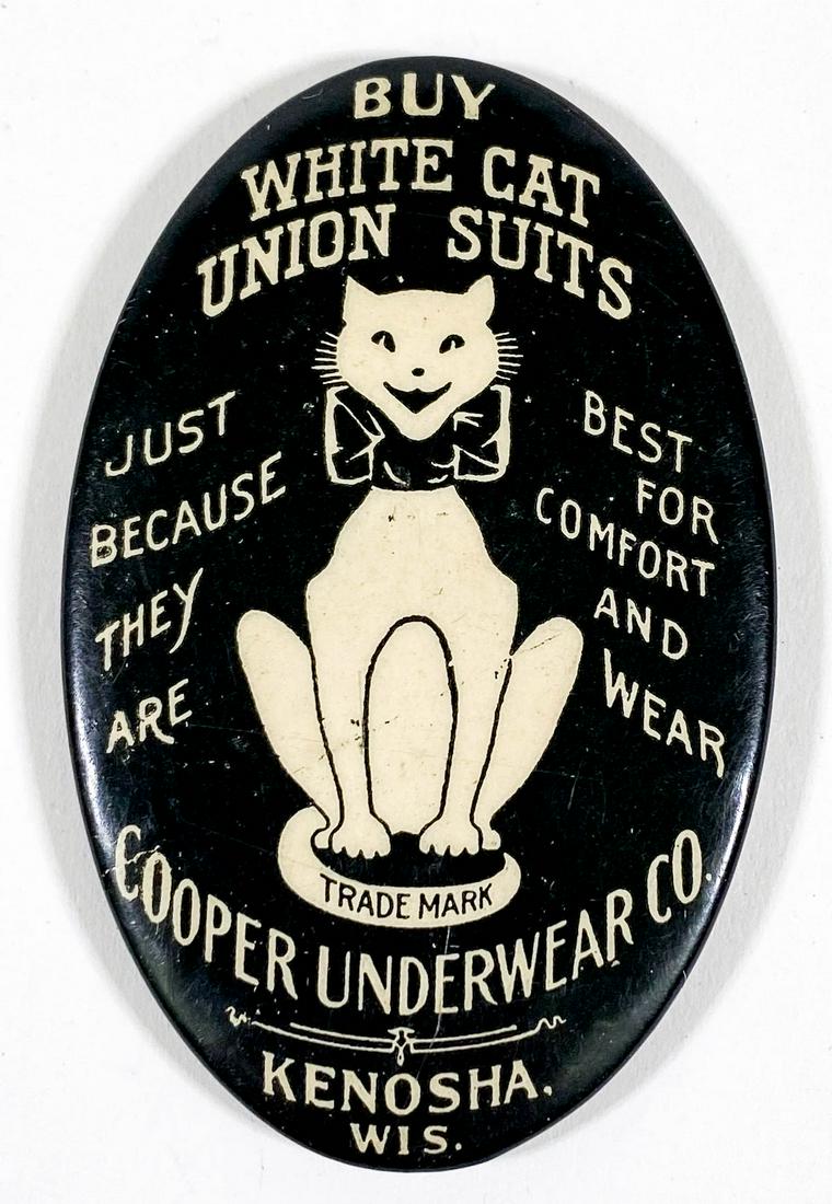 White Cat Union Suits Celluloid Pocket Mirror (1 of 2)