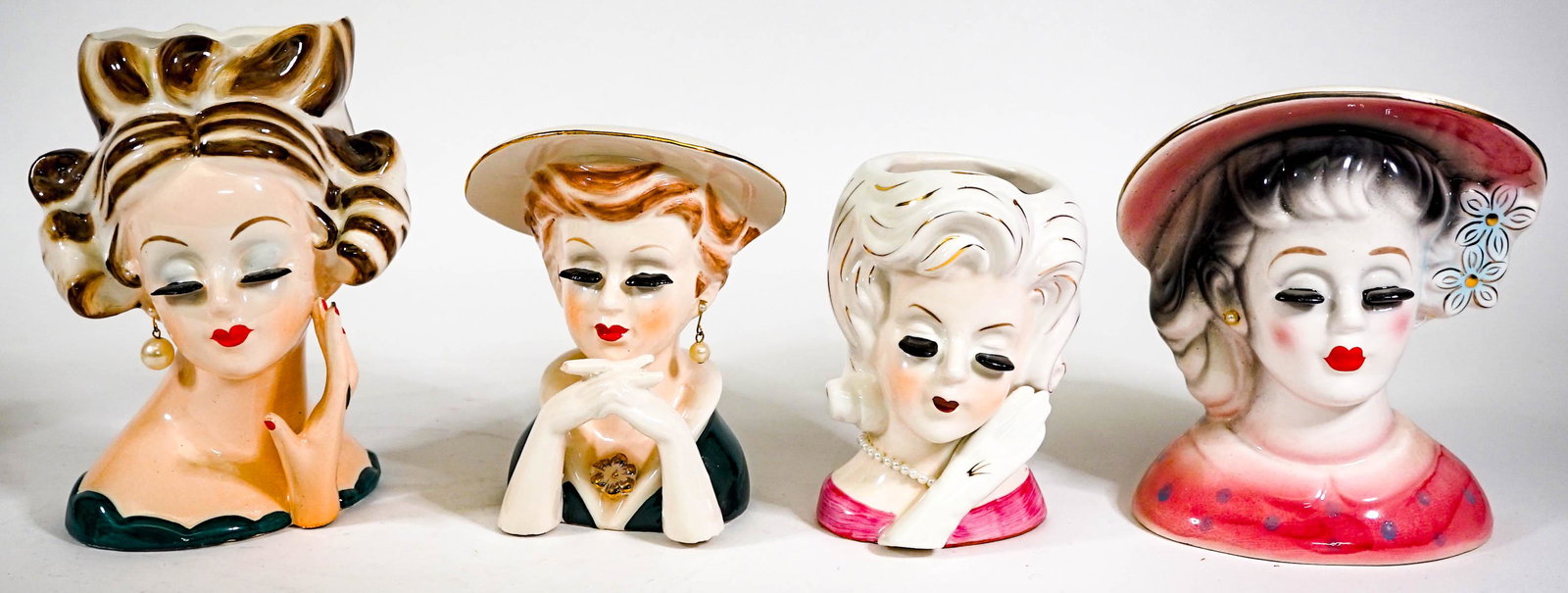 Napco / Nippon (4) Lady Head Vases (1 of 8)