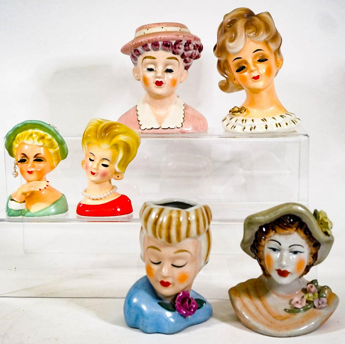 Napco (6) Vintage Lady Head Vases Auction