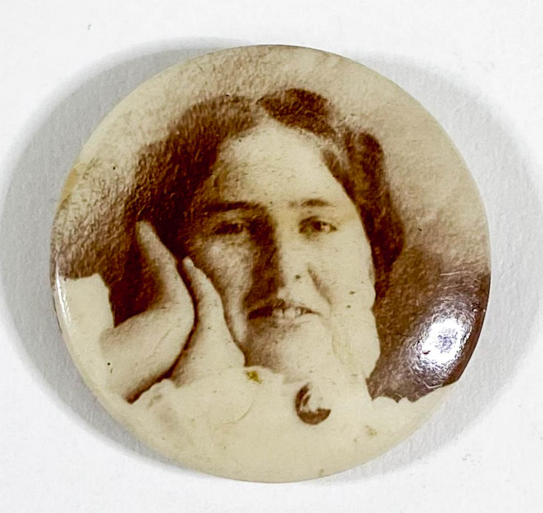 Antique Pinback Button Portrait of Woman (1 of 2)