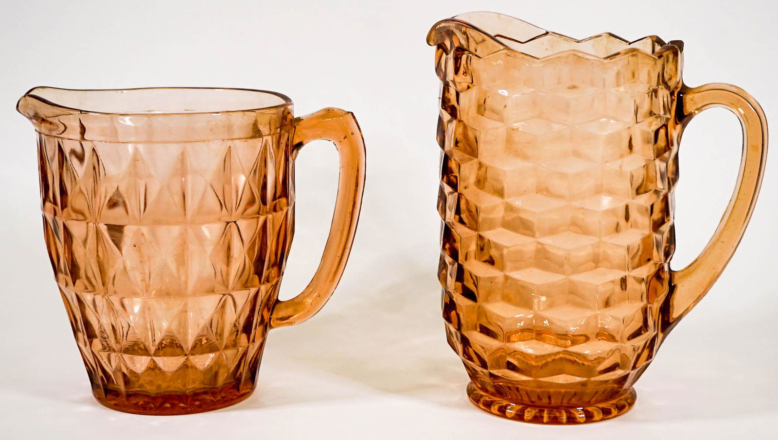 Amber (2) Depression Glass Water Pitchers (1 of 6)