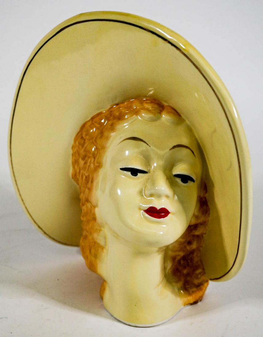 NAPCO Head Vase [Blonde w/ Large Brim Hat] (1 of 7)
