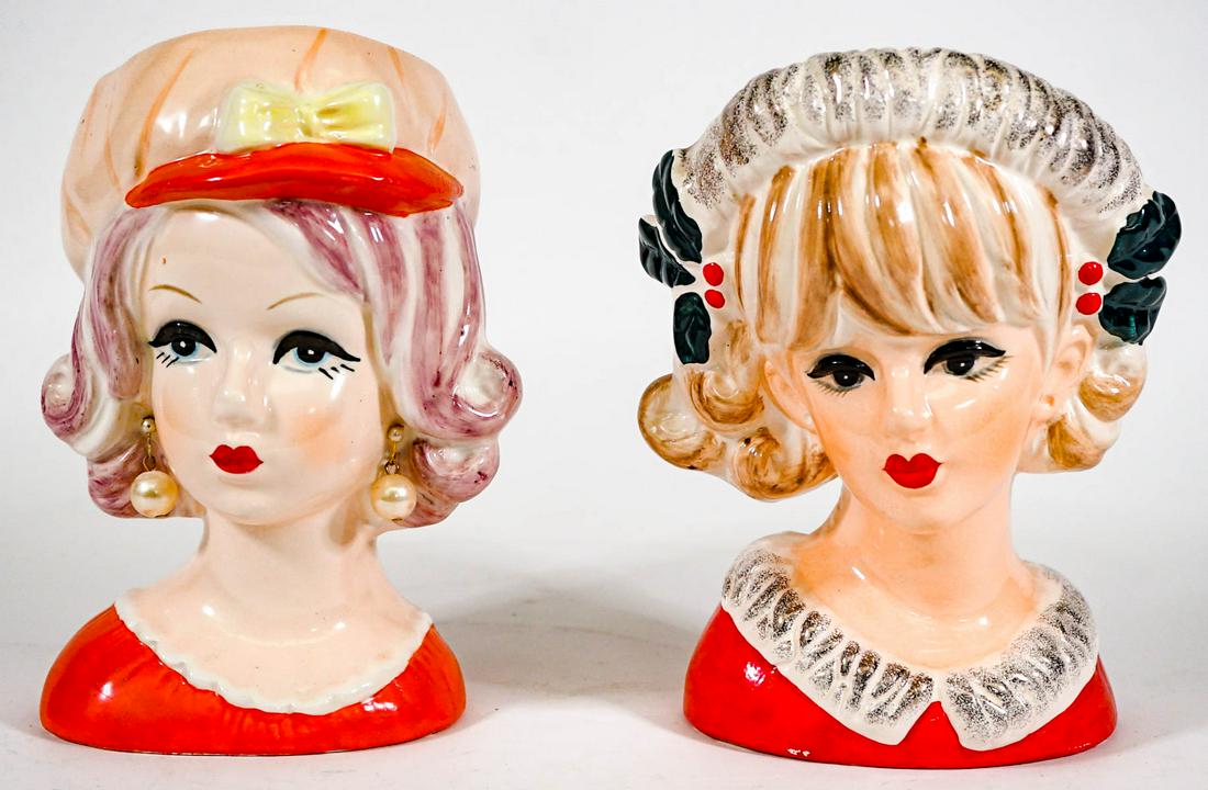 NAPCO (2) Vintage Head Vases [Red Dress] (1 of 7)