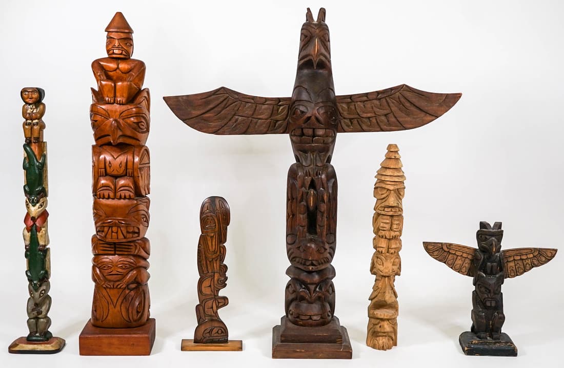 Northwest Coast (6) Figural Totem Poles (1 of 20)