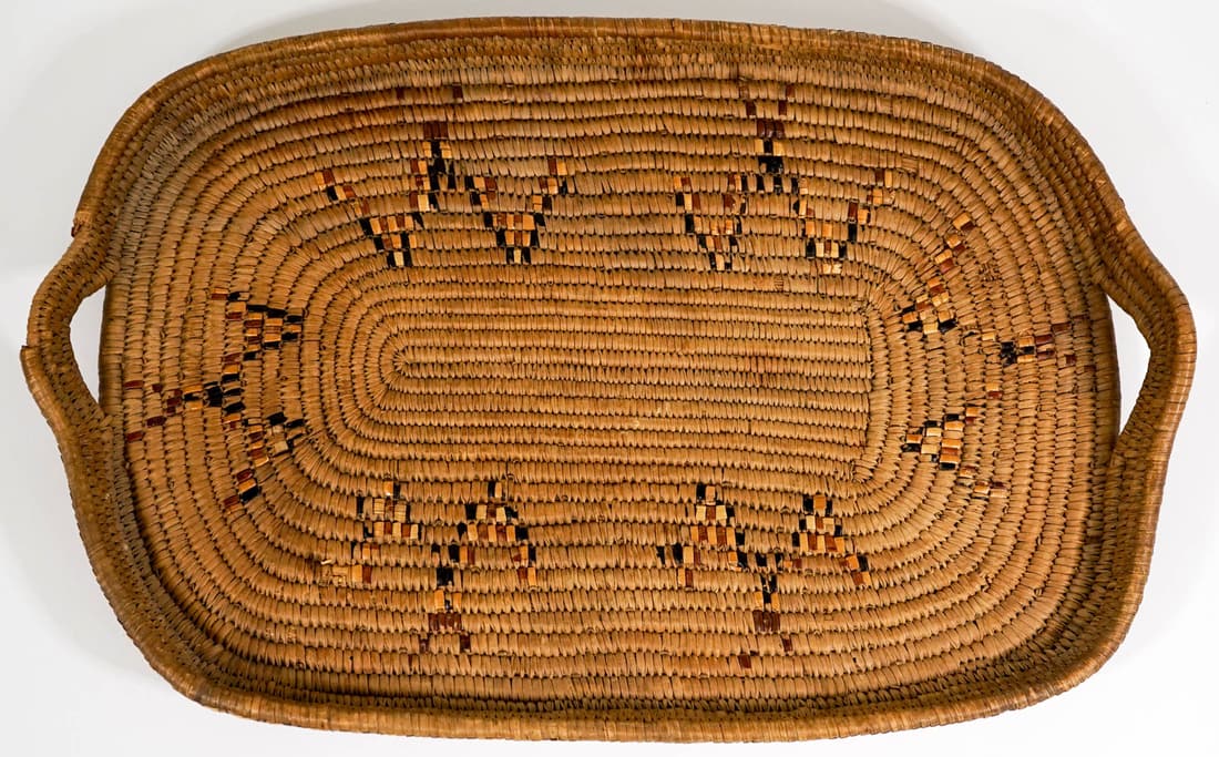 Native American Coiled Weave Handled Tray (1 of 3)