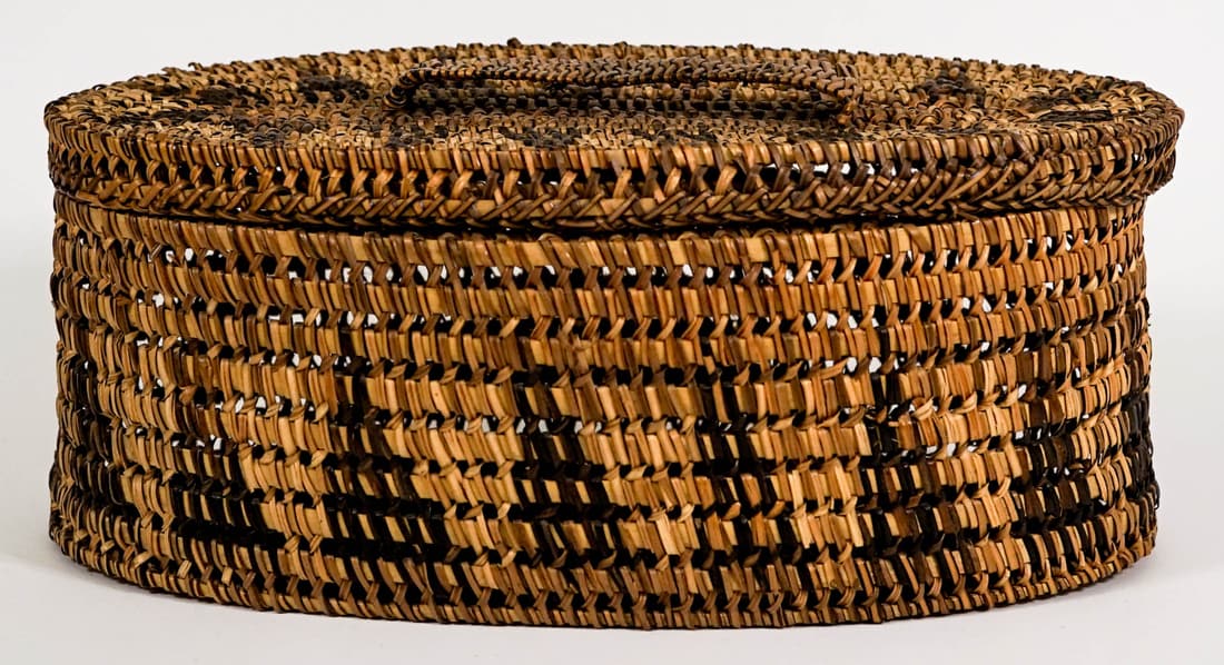Native American Weaved Oval Lidded Basket (1 of 10)