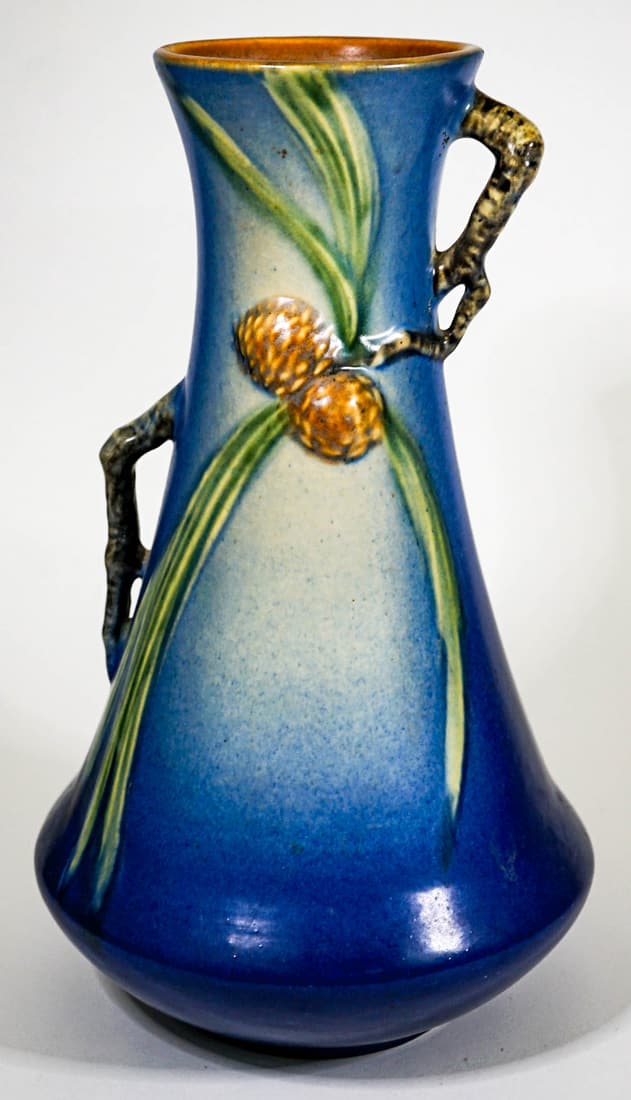 Roseville Blue Pine Cone 712-12 Corseted Vase (1 of 7)