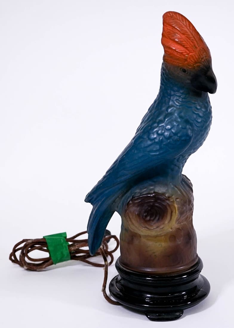 Vintage Tiffin Blue Parrot 13 IN Tall Lamp (1 of 5)