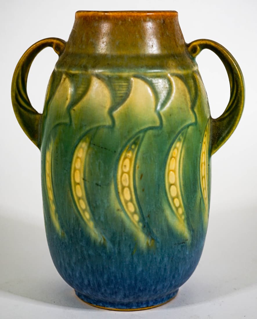 Roseville Blue Falline 6 IN Double Handle Vase (1 of 7)