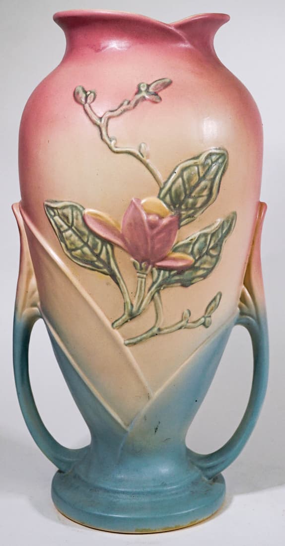 Hull Pottery Floral 15 IN Handled Vase [Pastels] (1 of 6)