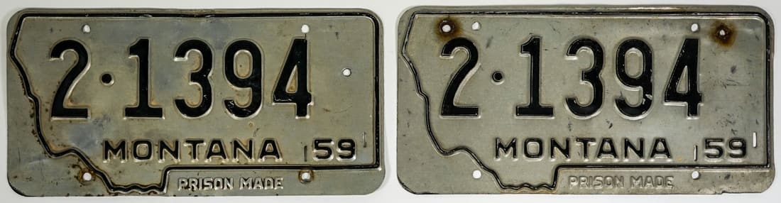 Vintage (2) Montana 1959 Vehicle Plates (1 of 2)