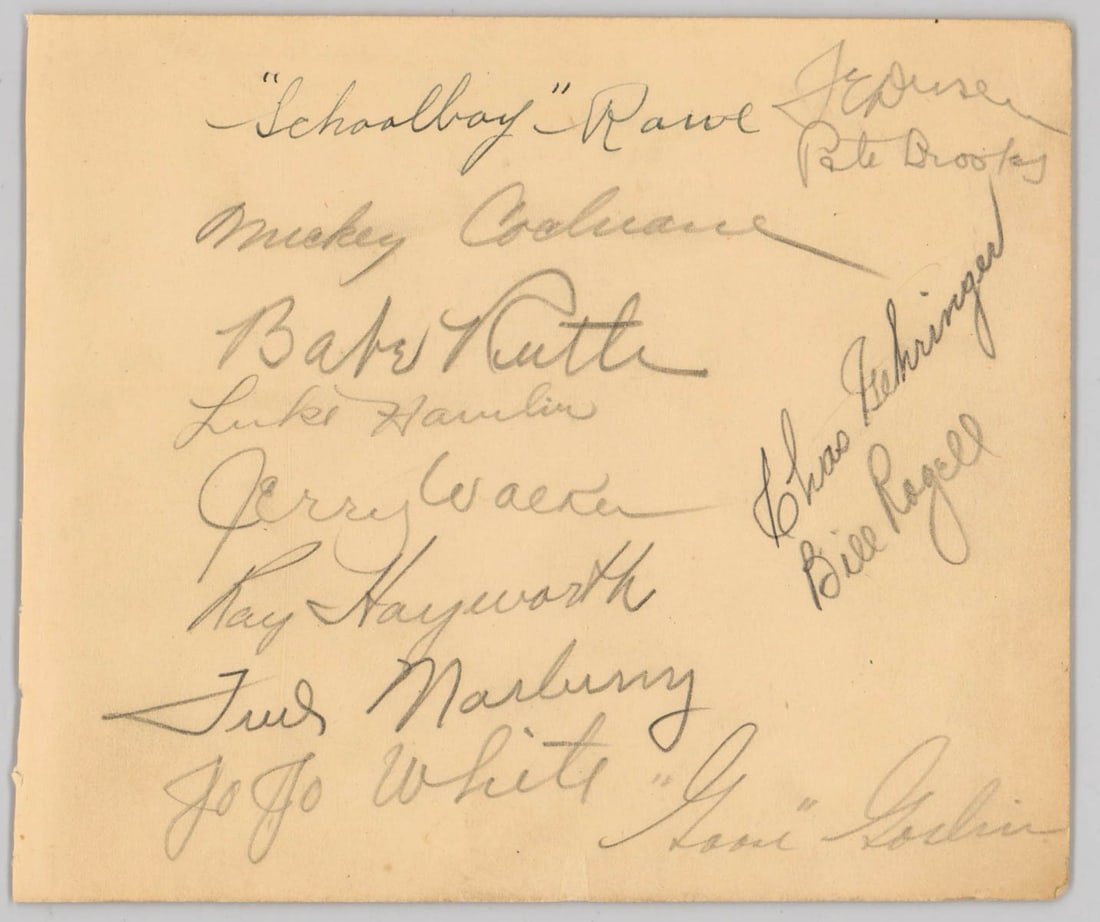 Babe Ruth, 1933 Detroit Tigers Auto Album Page (1 of 2)