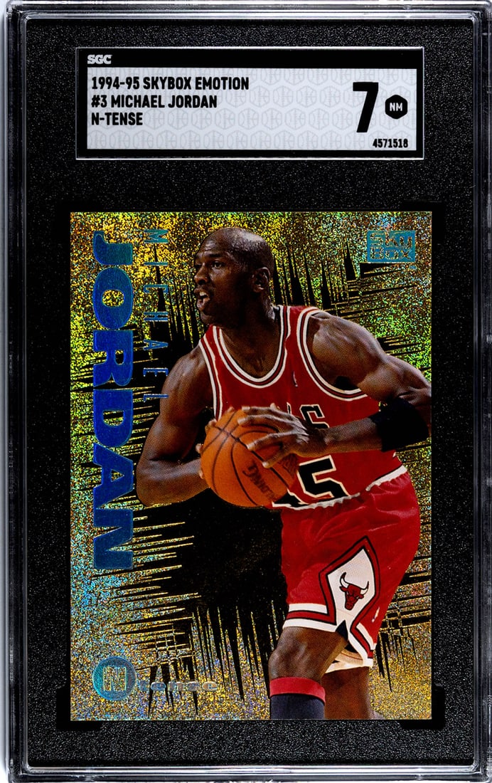 Michael Jordan 1994-95 Skybox Emotion N-Tense SGC: Michael Jordan 1994-95 Skybox Emotion #3 N-Tense SGC 7. This lot requires a Wire or Zelle transfer. If lot is absent of a condition report one may be requested via email. Condition report is provided 