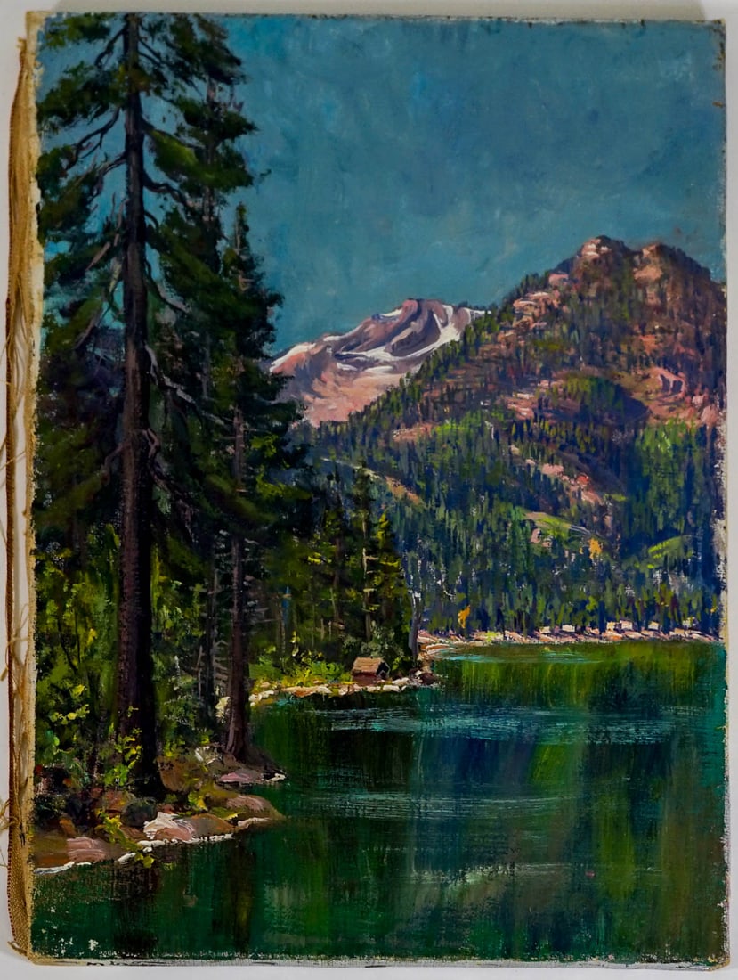 Frederick Kress Oil On Canvas [Cathedral Peak]: Frederick B. Kress (American, California, 1888-1970) oil on canvas stretched on frame. Titled 'Cathedral Peak' and dated '1946' on verso. Measures 16.5 in. x 12 in. x .625. Provenance: Formerly the es