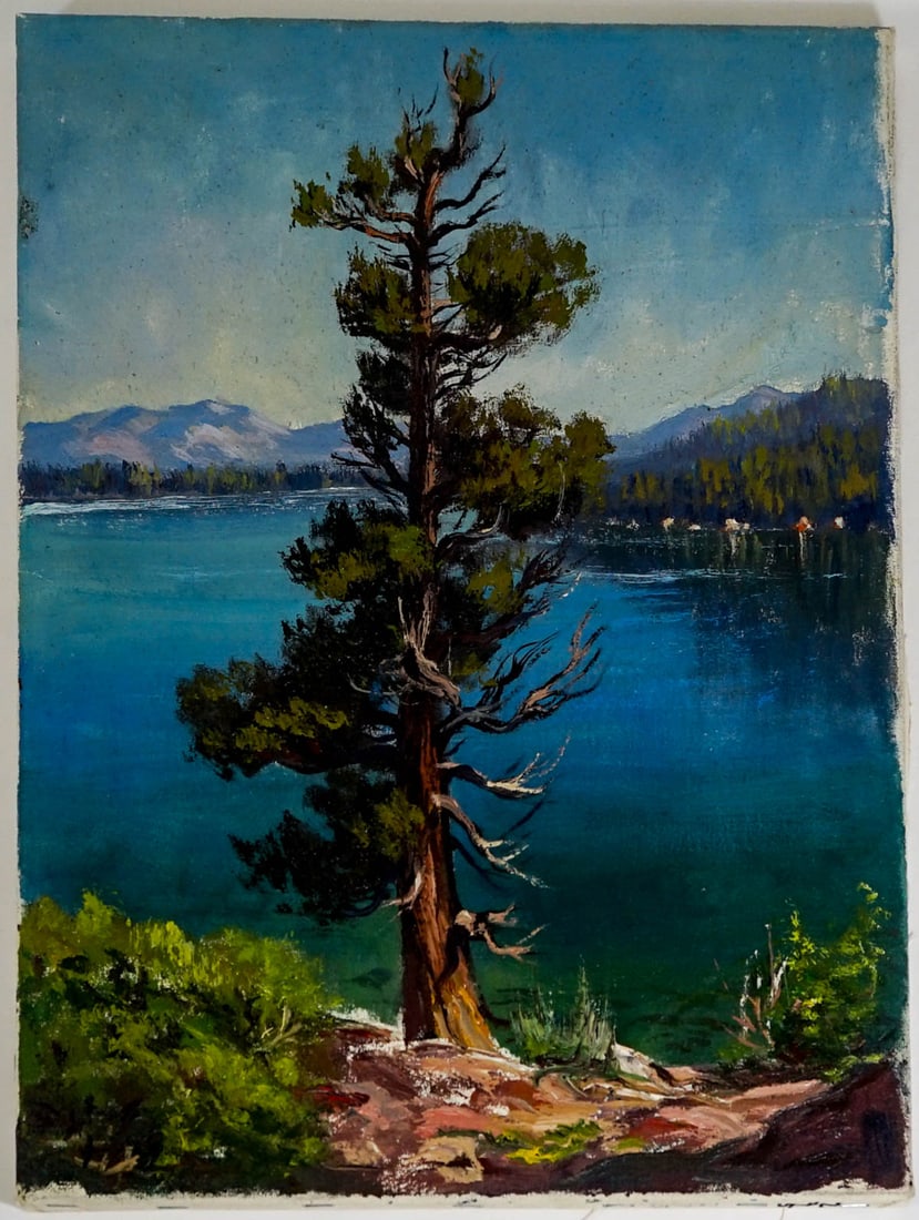 Frederick Kress Oil On Canvas [Tree, Lake] (1 of 2)