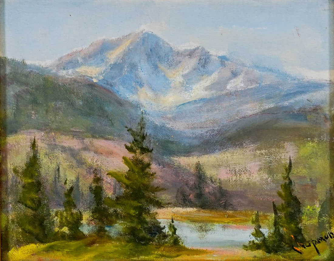 Scott Chapman Oil On Board Framed [Montana]: Paintings of the Yellowstone by Scott Chapman (20th Century) Gardiner, Montana. 1985. Signed lower right. Board measures 8 in. x 10 in. The site size measures 7.625 in. x 9.625 in. and the frame measu