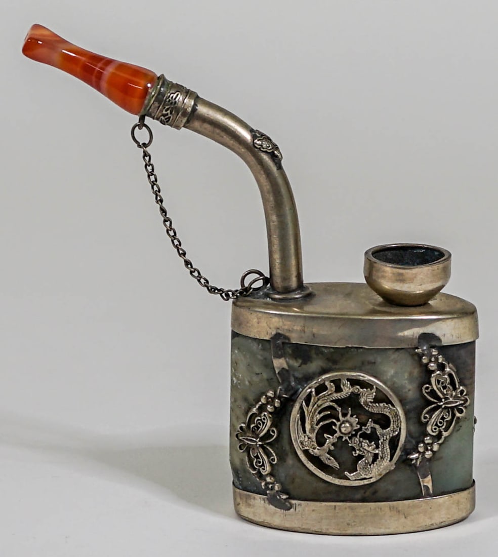 Old Chinese Signed Jade Pipe (1 of 7)