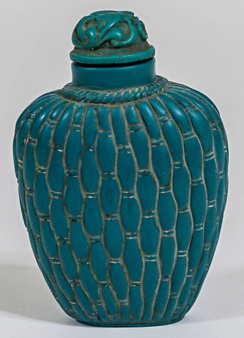Old Chinese Carved Turquoise Snuff Bottle (1 of 8)