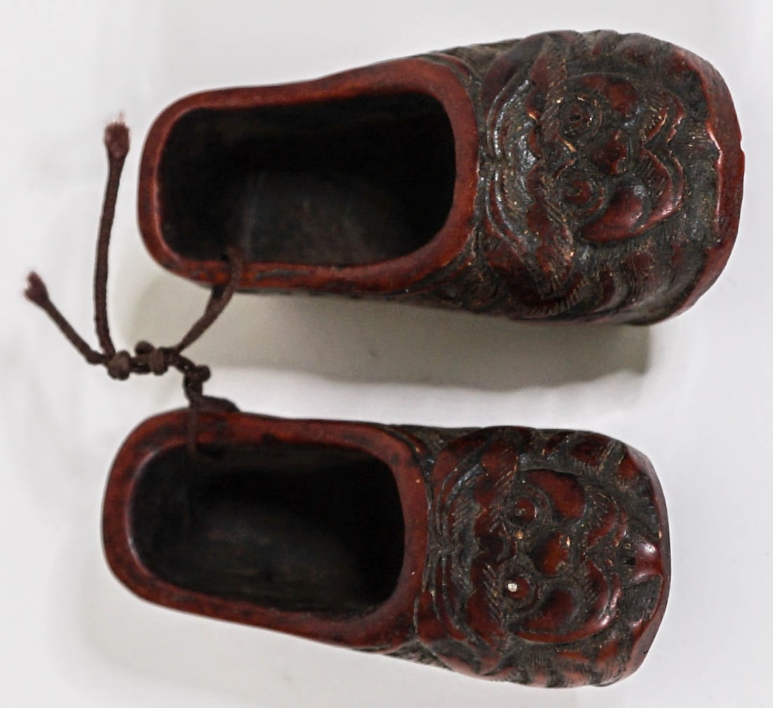 Old Chinese Cinnabar Miniature Shoes (1 of 7)