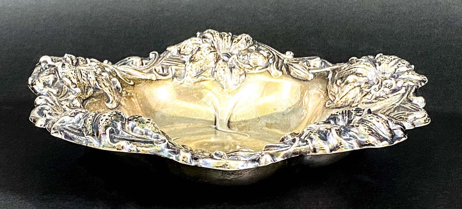 Sterling Art Nouveau Tiger Lily Floral Dish 222 G (1 of 4)