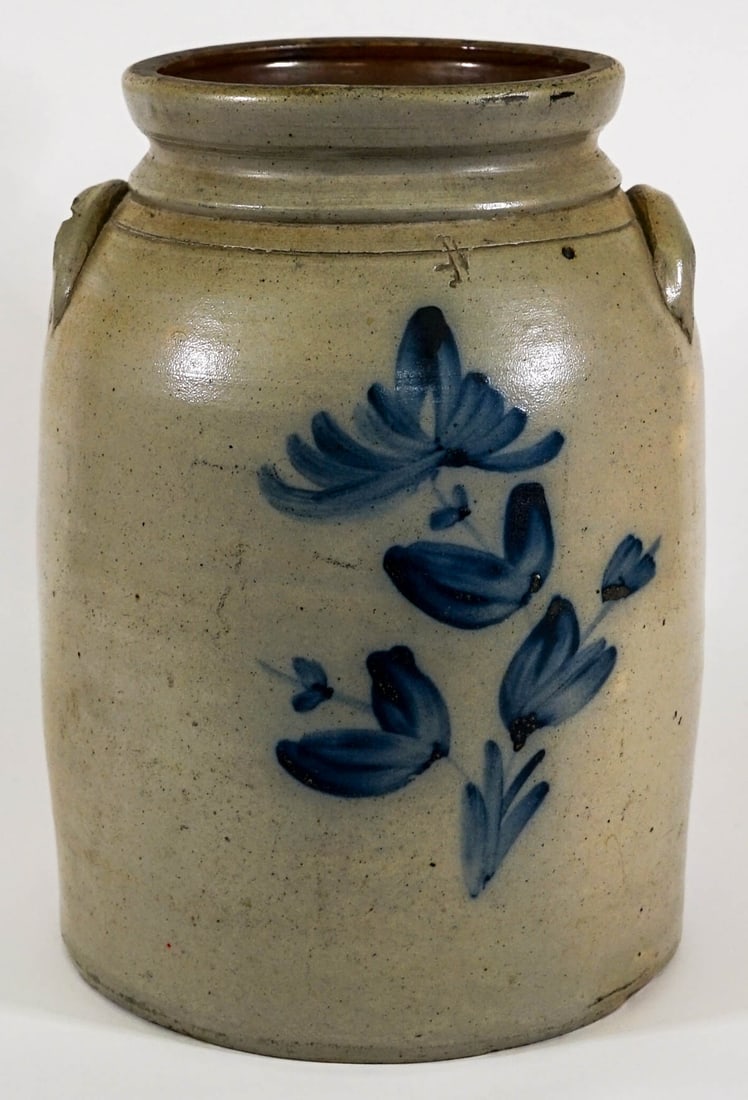 Antique 14 IN Crock [Blue Floral] (1 of 7)