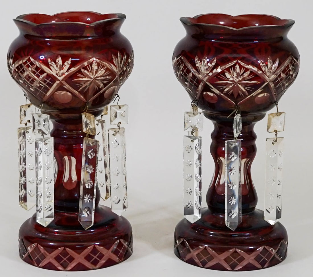 Ruby Cut to Clear (2) Lusters 10.75 IN (1 of 5)