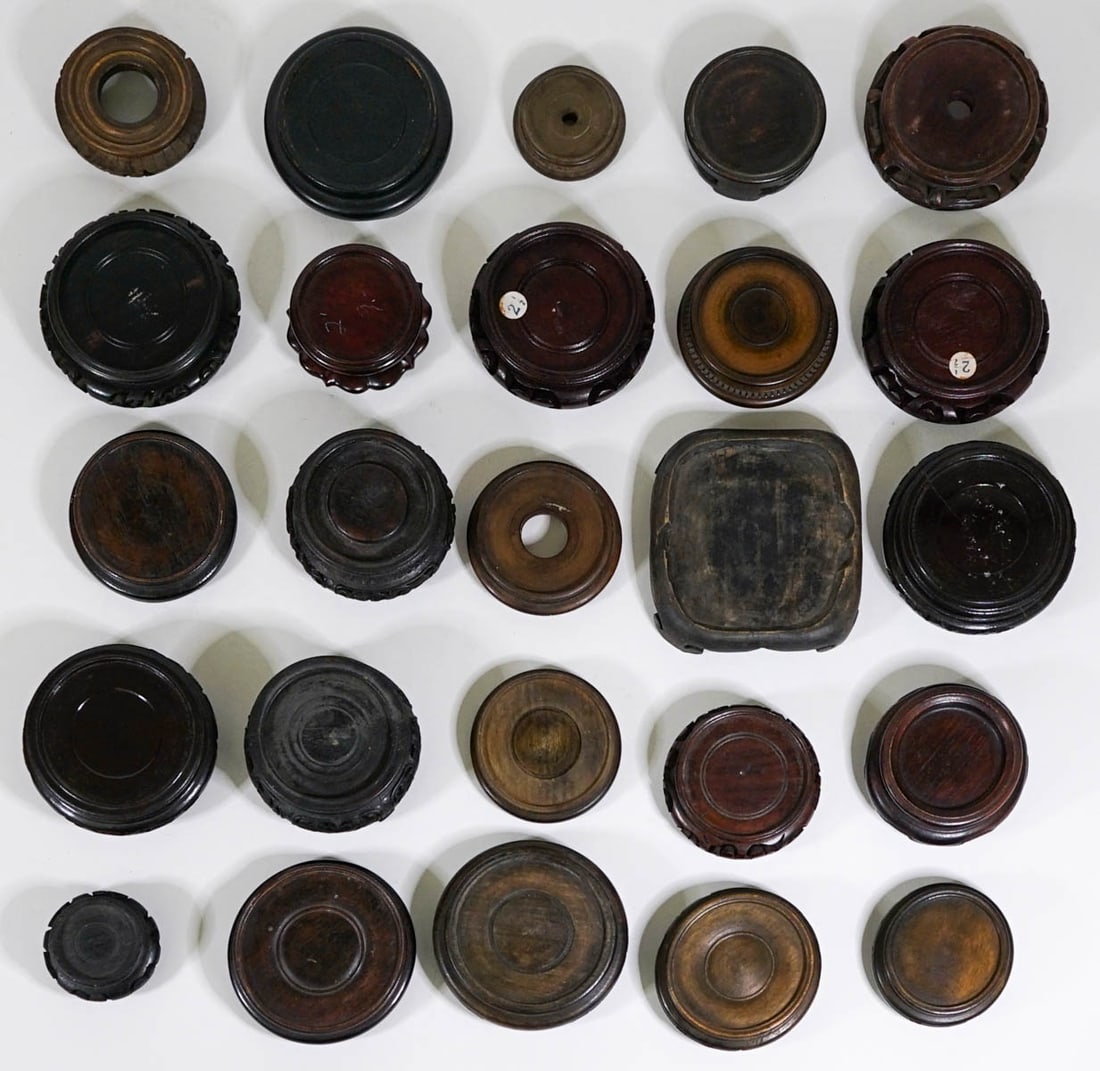 (25) Asian Carved Wood Pedestal Display Stands (1 of 2)