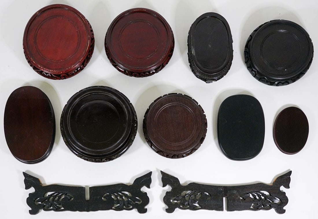 (10) Asian Carved Wood Display Stands (1 of 2)