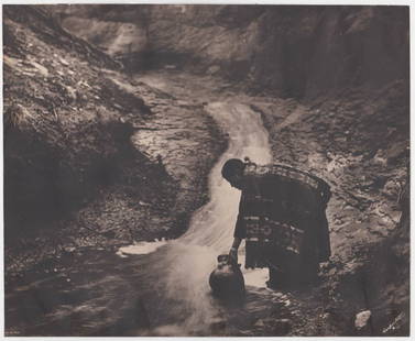 Charles Carpenter Native American Large Photo: Charles Carpenter (late 19th/early 20th century) Native American Large Silver Gelatin Photograph, Sepia-Toned. Matte finish on double weight paper. Measures 16.625 x 20.25. Trimmed from original