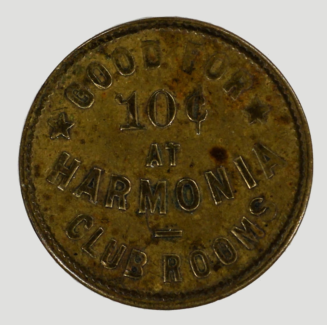 F.J.K. Harmonia Club Rooms Maverick Trade Token (1 of 2)