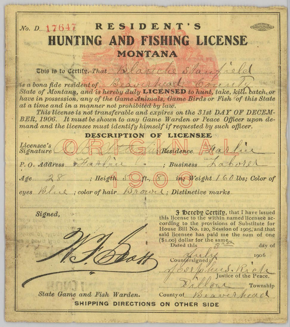 1906 Montana Hunting & Fishing License (1 of 2)