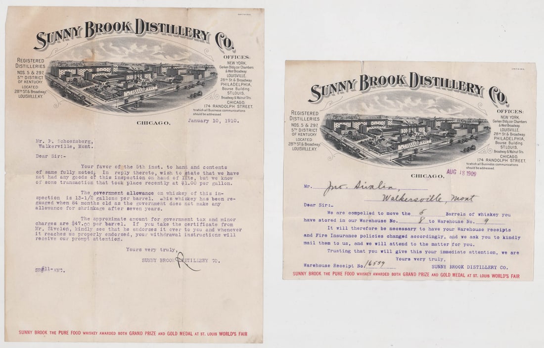 Sunny Brook Distillery Co. Letterhead & Billhead (1 of 5)