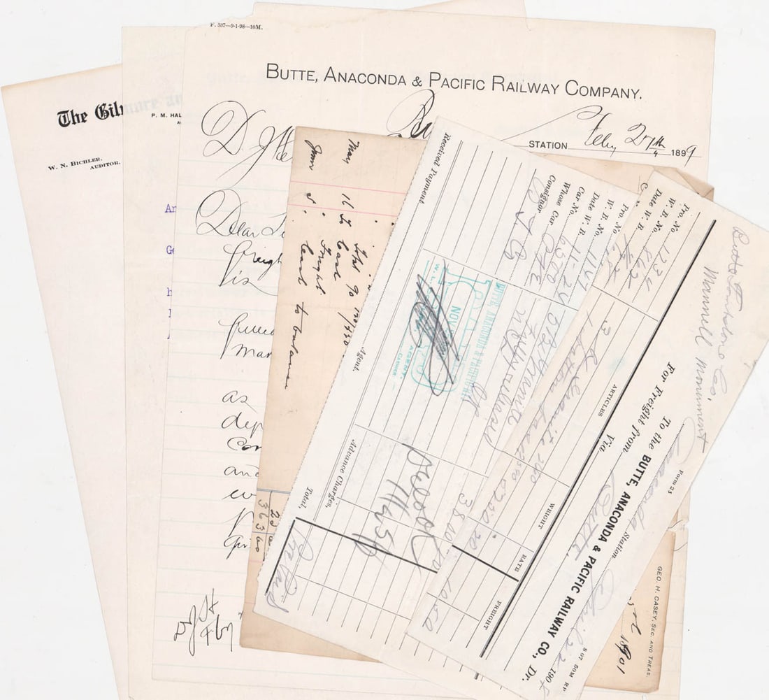 (6) Montana Letterheads & Billheads: (6) Montana Letterheads & Billheads. Provenance: Montana private collection. If lot is absent of a condition report one may be requested via email. Condition report is provided as an opinion only and