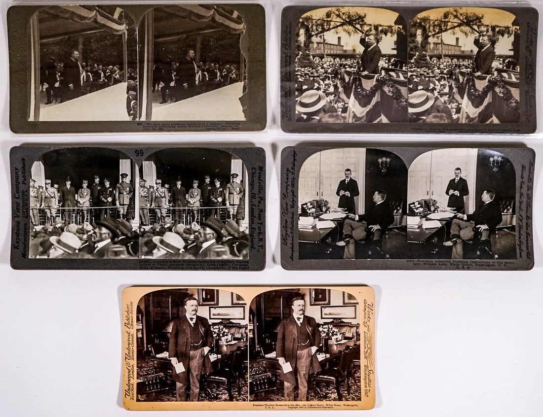 (5) President Roosevelt Antique Stereoviews (1 of 2)