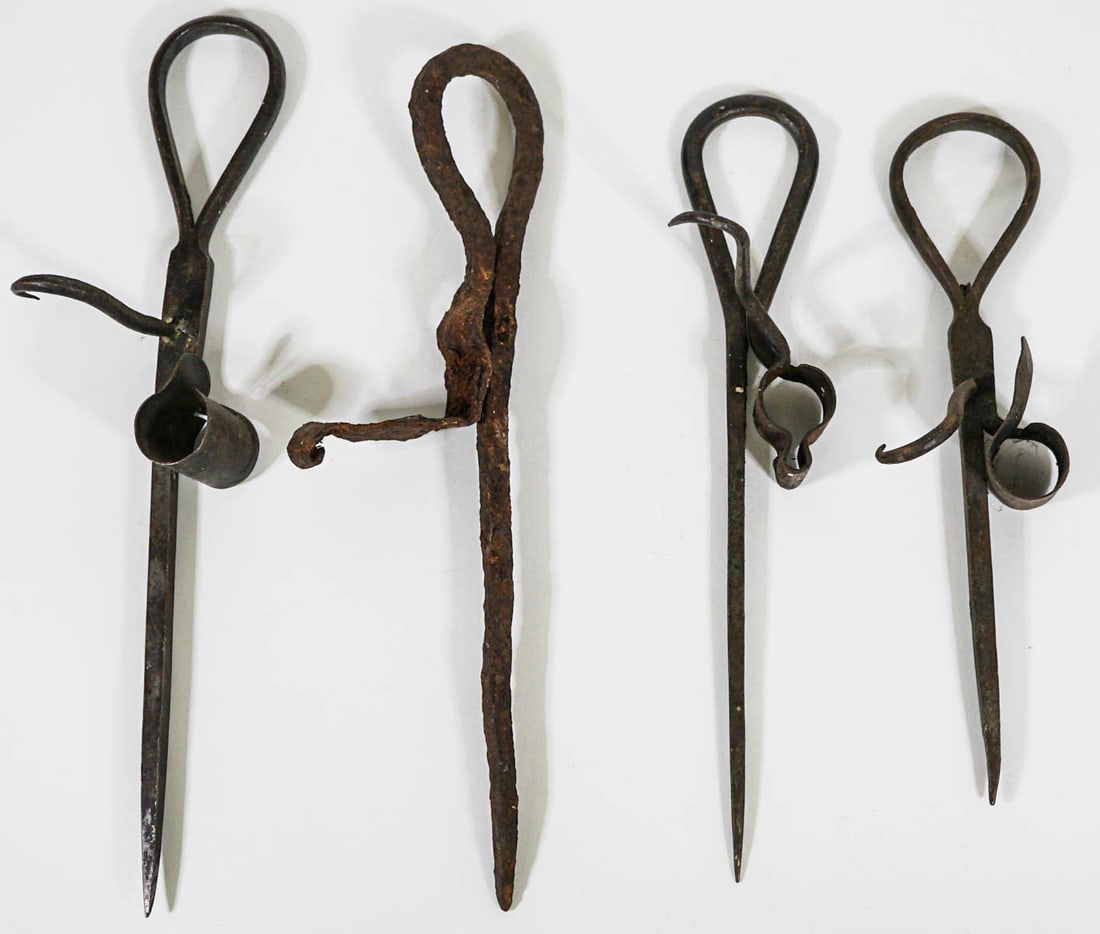 (4) Antique Miner's Candle Sticks (1 of 5)