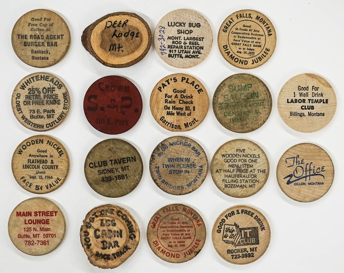 [Montana] Wooden Nickels (18) (1 of 2)