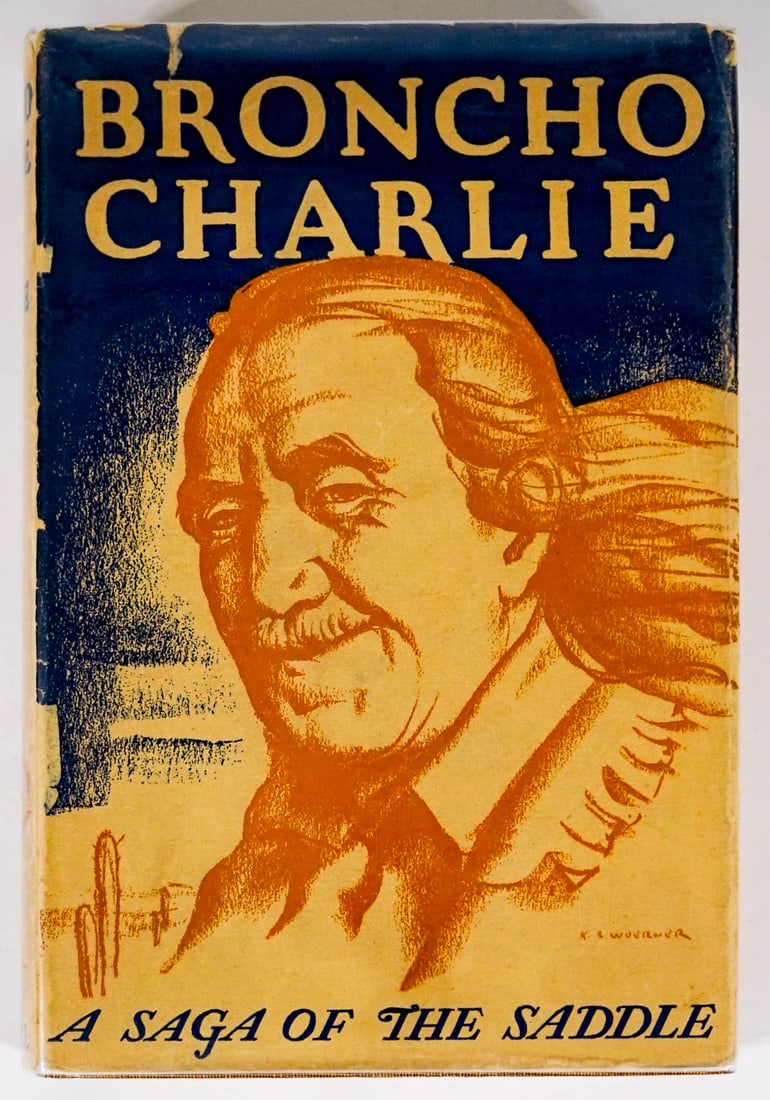 Broncho Charlie by Gladys Shaw Erskine: Broncho Charlie by Gladys Shaw Erskin. Ramon Adams No. 357.VG/VG-EX. Provenance: Montana private collection. If lot is absent of a condition report one may be requested via email. Condition report is 