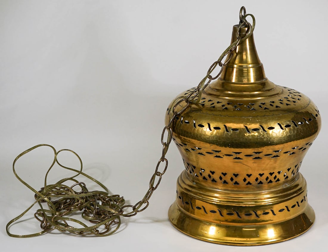 Middle Eastern Brass Hanging Light Fixture (1 of 7)