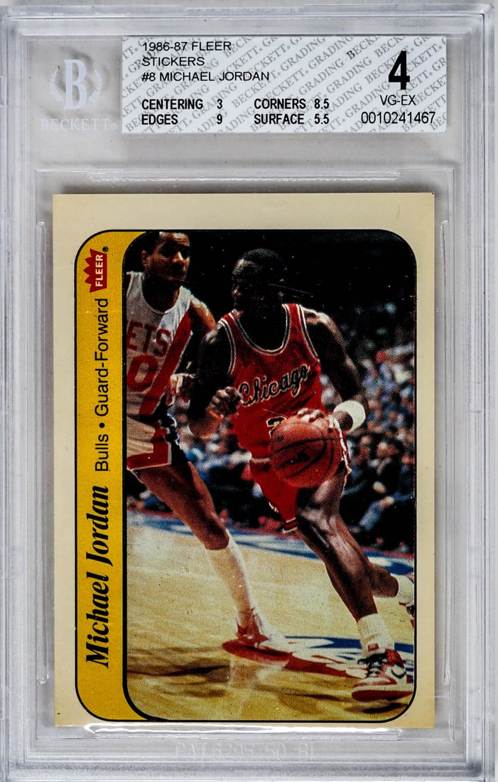 Michael Jordan 1986-87 Fleer Sticker #8 BGS 4 (1 of 2)