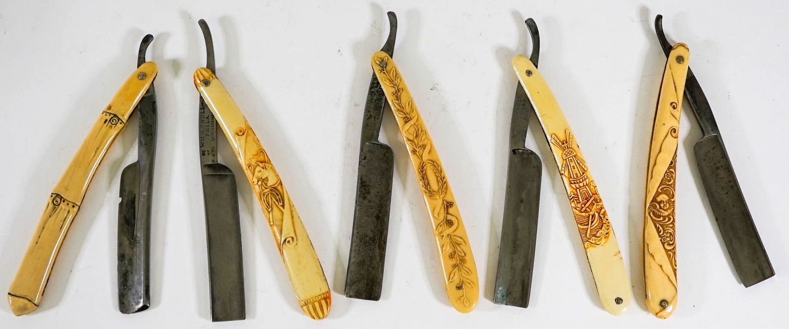 Celluloid Handle (5) Straight Razors [Embossed] (1 of 7)