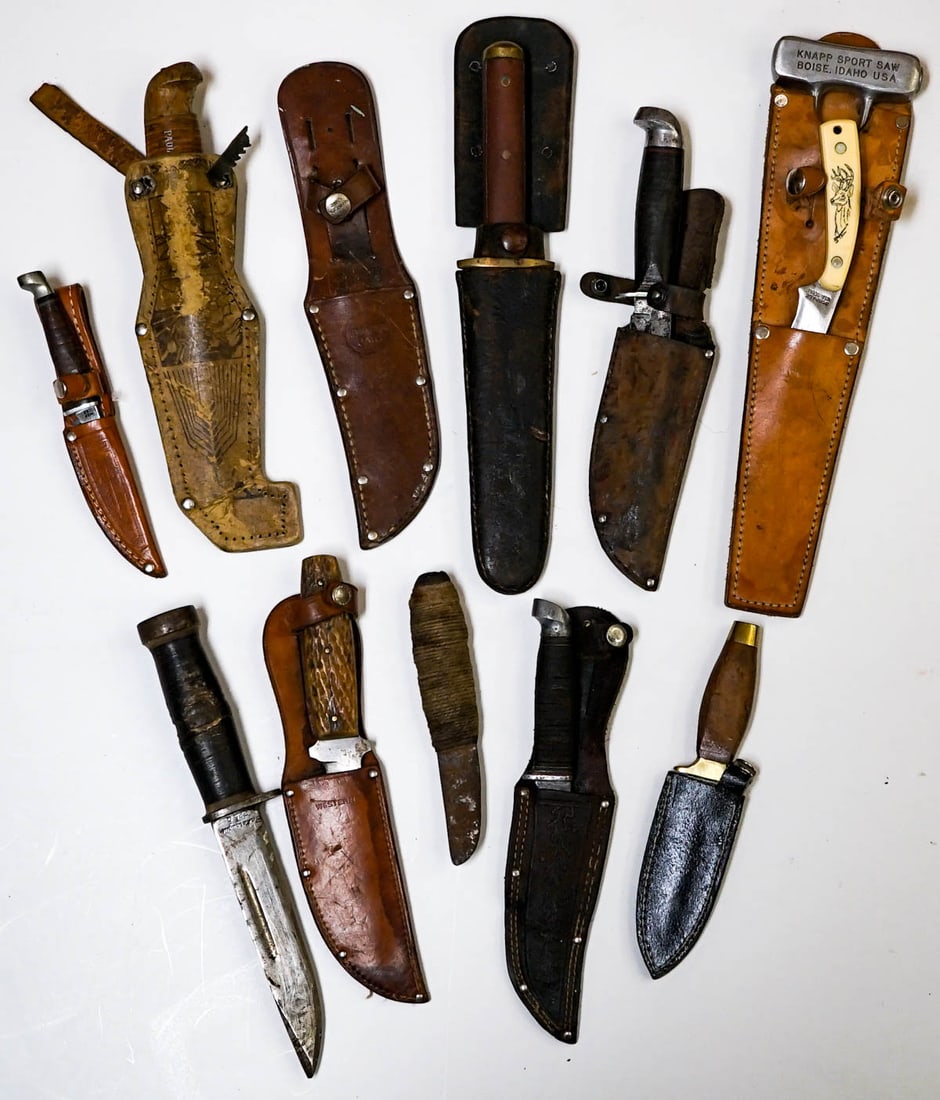 Vintage (10) Hunting Knives and Related [Tell] (1 of 5)