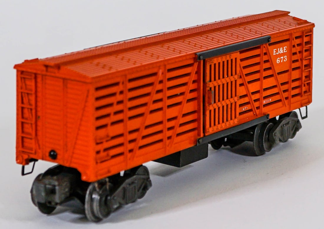 Lionel No. 673 Cattle Car - Home Build: Lionel No. 673 Cattle Car - Home Build. Provenance: Missoula, Montana Private Collection. Untested, from a lifelong collector who serviced and repaired trains requiring any attention. If lot is absent