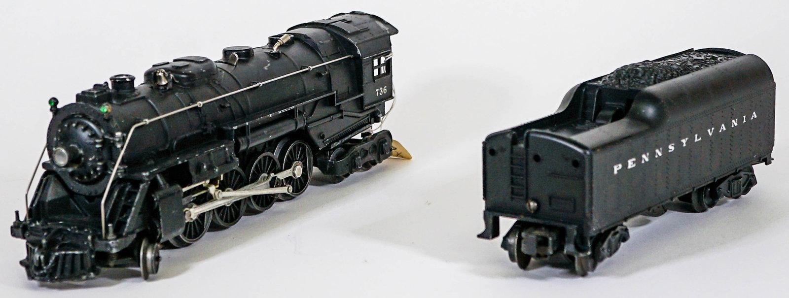 Lionel No. 736 Engine & 2046W Tender: Lionel No. 736 Engine & 2046W Tender. Provenance: Missoula, Montana Private Collection. Untested, from a lifelong collector who serviced and repaired trains requiring any attention. If lot is absent o