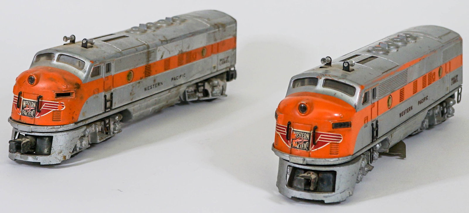 2345 Lionel Western Pacific Locomotive Set AB: 2345 Lionel Western Pacific Locomotive Set AB. Provenance: Missoula, Montana Private Collection. Untested, from a lifelong collector who serviced and repaired trains requiring any attention. If lot is