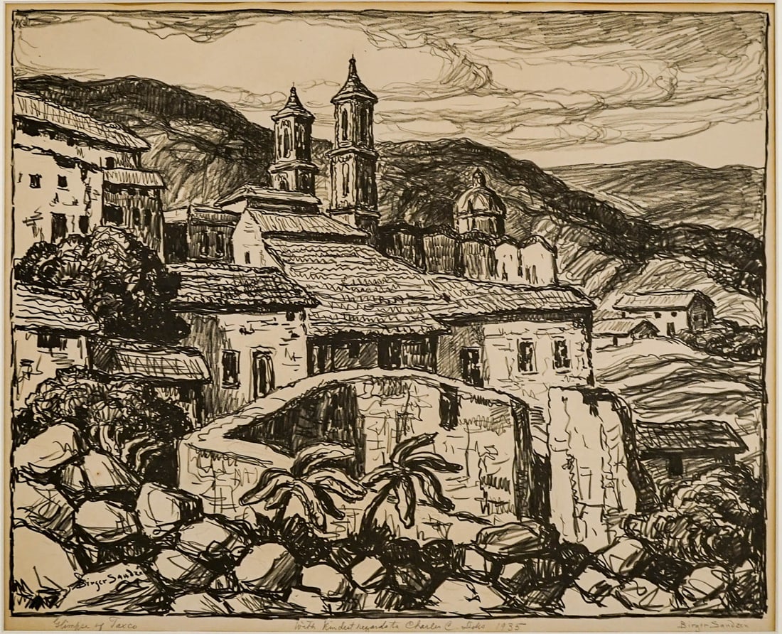 Birger Sandzen Lithograph "Glimpse of Taxco" (1 of 7)